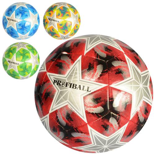 3193  Мяч футбольный размер 5, ПУ 3,5мм, ламинир, 400-420г, 4цвета, в кульке