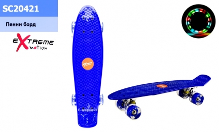 20421  Пенни борд  56*15 см колеса PU свет,голубой/скейт